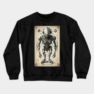 Mechanical steampunk grey alien Crewneck Sweatshirt